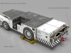us army fight deck carrier tractor white 3D Model