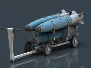 бомбовий візок usn mhu-191 з лазерними бомбами gbu-38 jdam 3D Модель