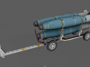 бомбовий візок usn mhu-191 з лазерними бомбами gbu-38 jdam 3D Модель