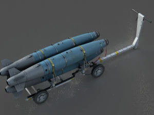 бомбовий візок usn mhu-191 з лазерними бомбами gbu-38 jdam 3D Модель