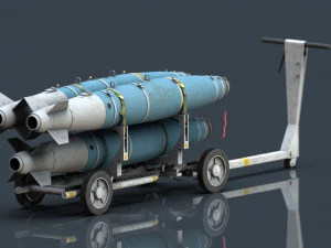 бомбовий візок usn mhu-191 з лазерними бомбами gbu-38 jdam 3D Модель
