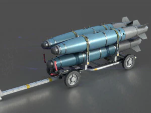 бомбовий візок usn mhu-191 з лазерними бомбами gbu-38 jdam 3D Модель