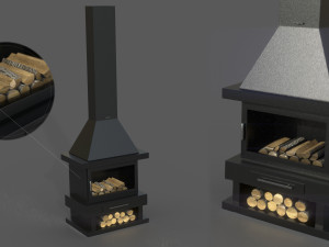 black fireplace Modelo 3D