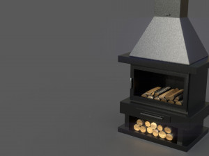 black fireplace Modelo 3D