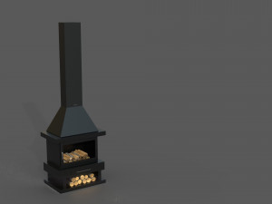 black fireplace Modelo 3D