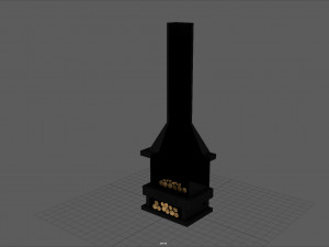 black fireplace Modelo 3D