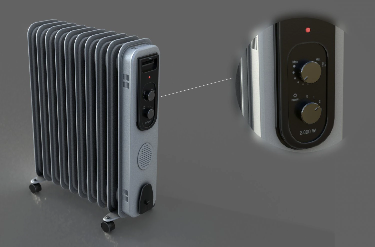 oil radiator 3D Model .c4d .max .obj .3ds .fbx .stl .blend 