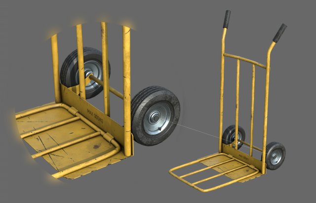 hand trolley 3D 모델 .c4d .max .obj .3ds .fbx .stl .blend 