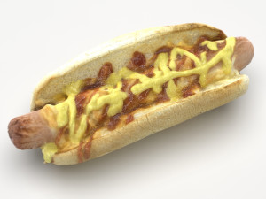 hot dog with mustard Modelo 3D