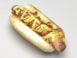 hot dog with mustard 3D Model