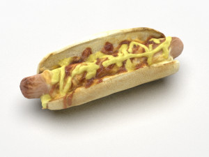 hot dog with mustard Modelo 3D