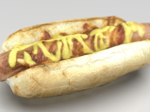hot dog with mustard Modelo 3D