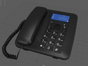 landline phone with cable 3D Model