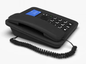 landline phone with cable 3D Model