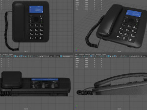 landline phone with cable 3D Model