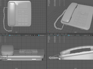 landline phone with cable 3D Model