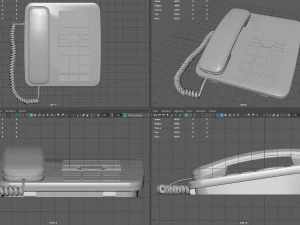 landline phone with cable 3D Model