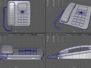 landline phone with cable 3D Model