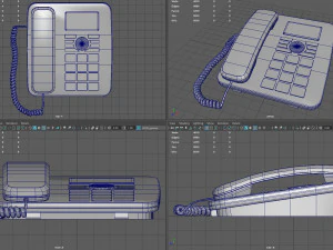 landline phone with cable 3D Model