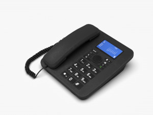 landline phone with cable 3D Model