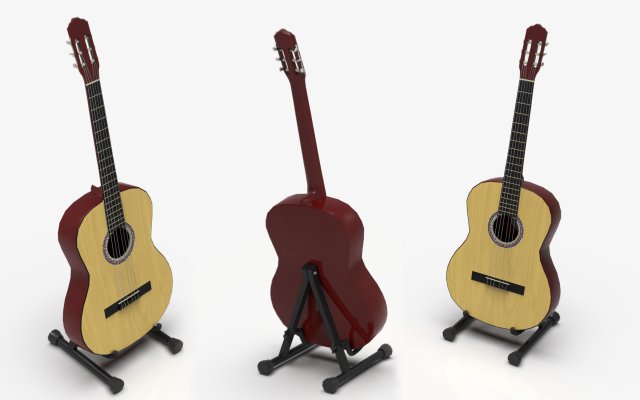 spanish guitar 3D-Modell .c4d .max .obj .3ds .fbx .stl .blend 