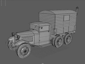 gaz-aaa with shelter 3D Model