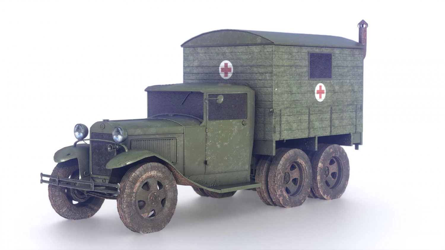 gaz-aaa with shelter spring 3D Model .c4d .max .obj .3ds .fbx .stl .blend 