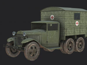 gaz-aaa with shelter spring 3D Model