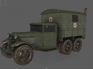 gaz-aaa with shelter spring 3D Model