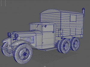 gaz-aaa with shelter spring 3D Model
