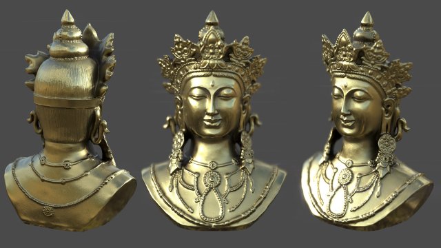 Goddess Tara Bust 3D 모델 .c4d .max .obj .3ds .fbx .stl .blend 