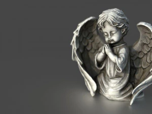 Angel Praying with Spread Wings 3D Model