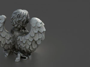 Angel Praying with Spread Wings 3D Model