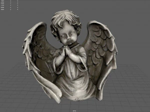 Angel Praying with Spread Wings 3D Model