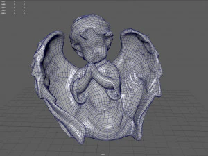 Angel Praying with Spread Wings 3D Model