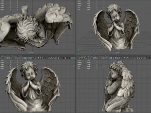 Angel Praying with Spread Wings 3D Model