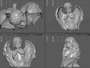 Angel Praying with Spread Wings 3D Model