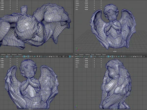 Angel Praying with Spread Wings 3D Model