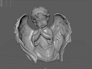Angel Praying with Spread Wings 3D Model