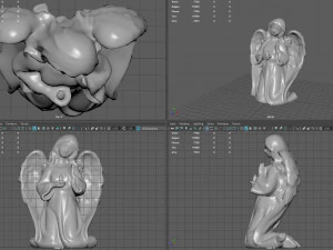Est&aacute;tua de anjo ajoelhado Modelo 3D
