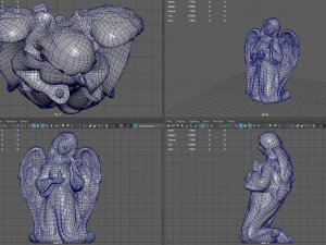 Est&aacute;tua de anjo ajoelhado Modelo 3D