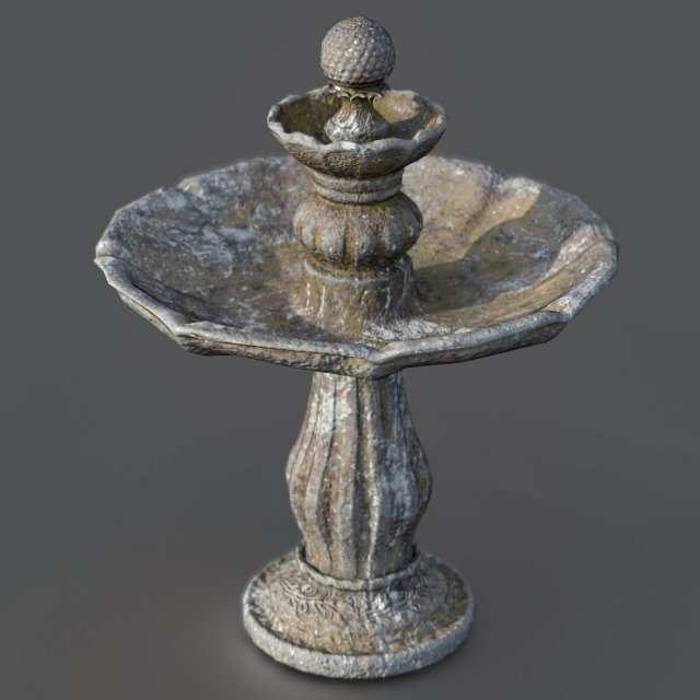 Round garden fountain 3D Model .c4d .max .obj .3ds .fbx .stl .blend 