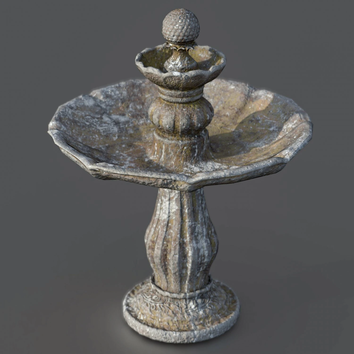Round garden fountain 3D Model .c4d .max .obj .3ds .fbx .stl .blend 