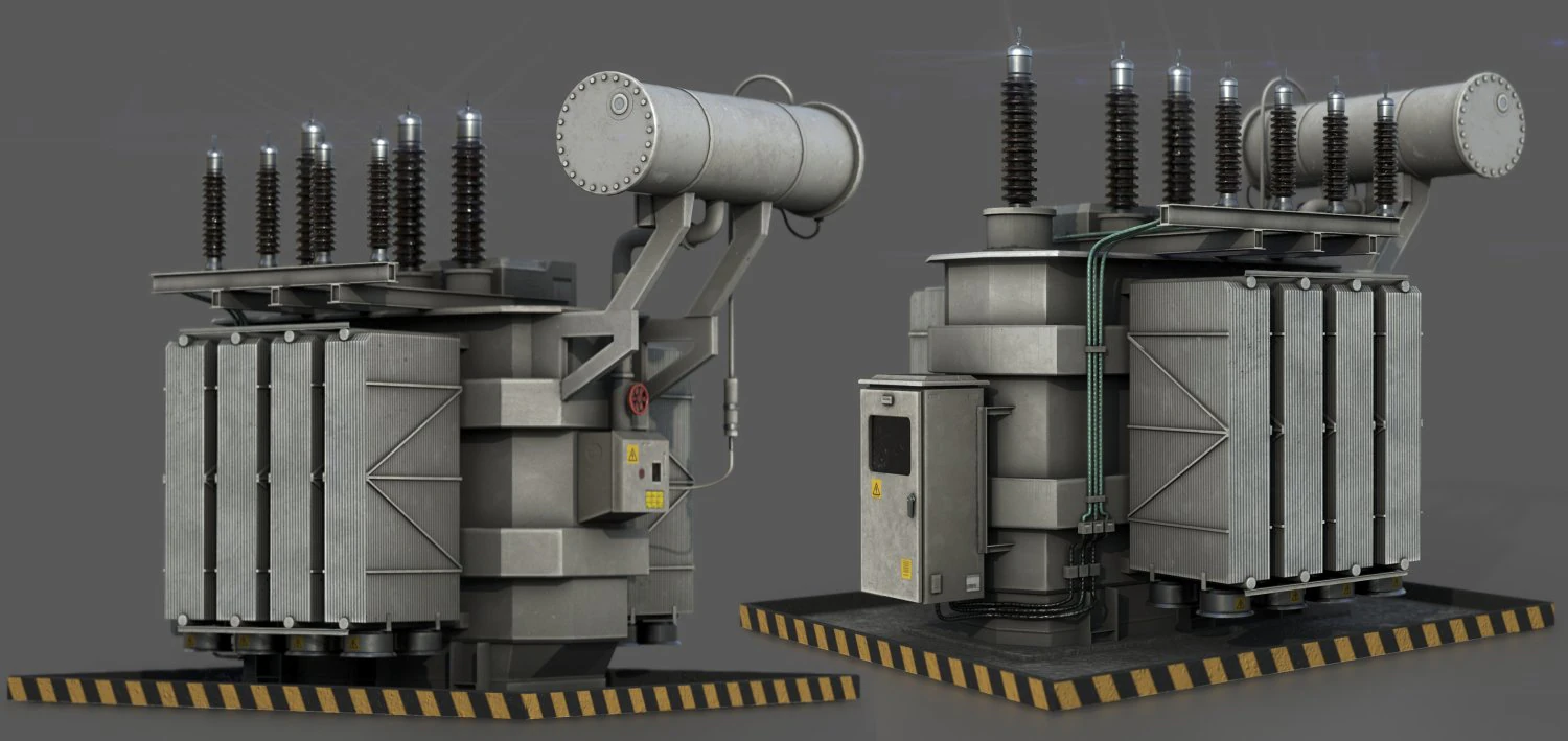 Transformador de pot&ecirc;ncia Modelo 3D .c4d .max .obj .3ds .fbx .stl .blend 