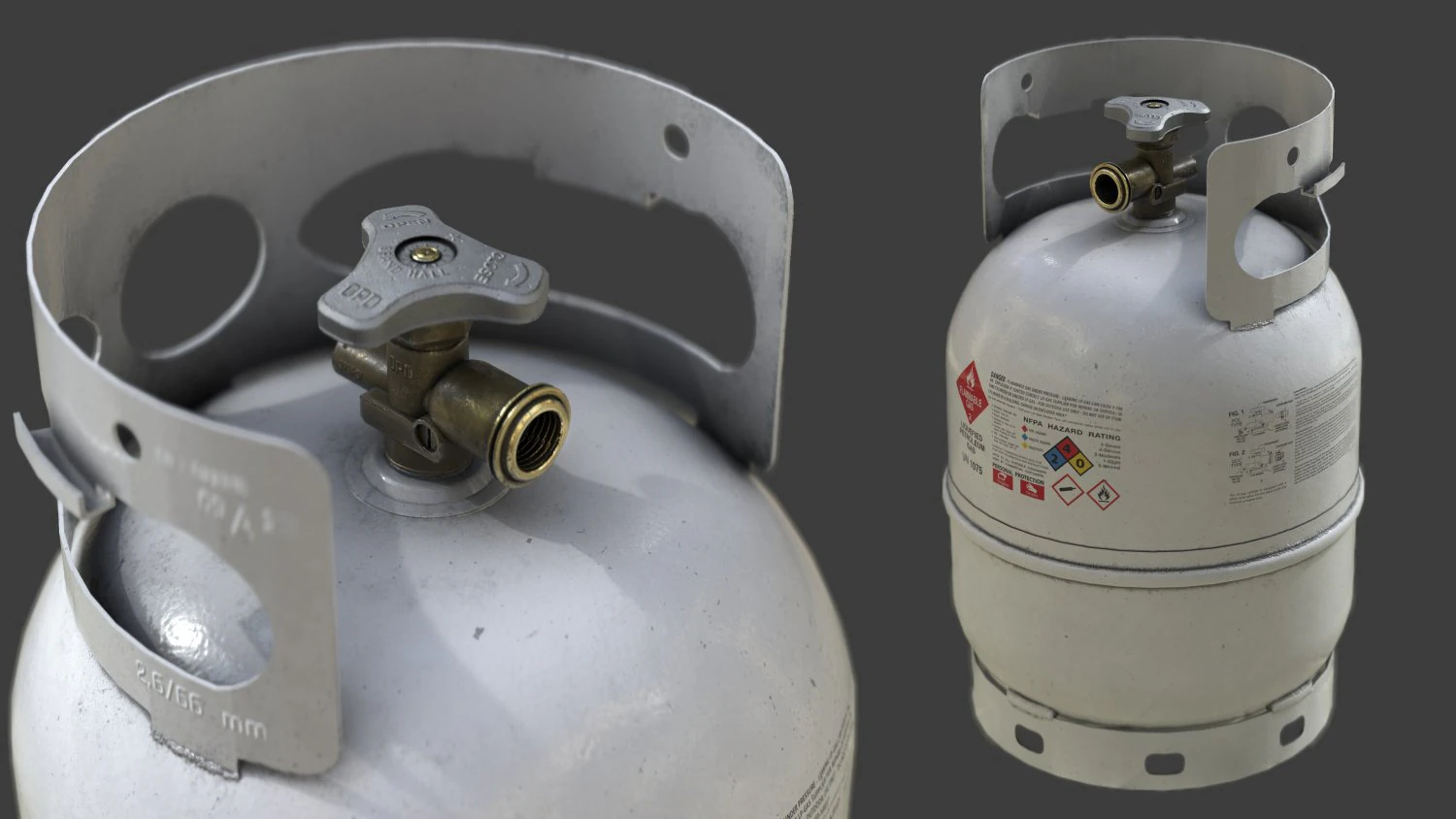 Propane tank cylinder 3D Model .c4d .max .obj .3ds .fbx .stl .blend 