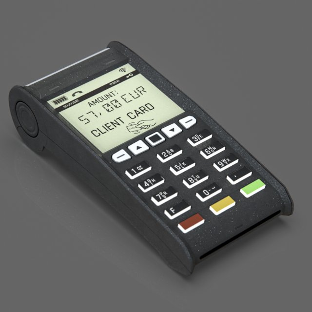 Credit Card Terminal 3D Model .c4d .max .obj .3ds .fbx .stl .blend 