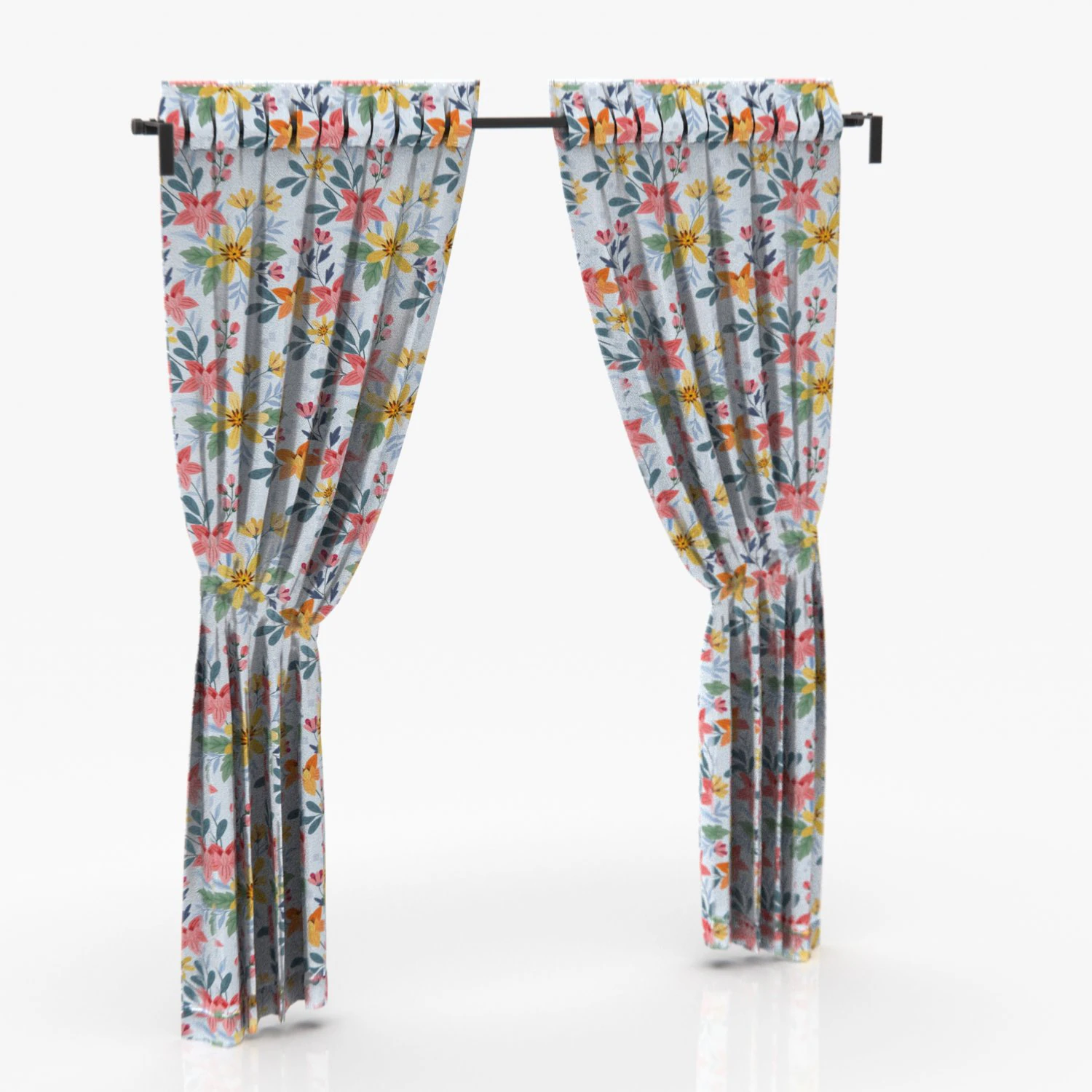 Curtain with ties 3D Model .c4d .max .obj .3ds .fbx .stl .blend