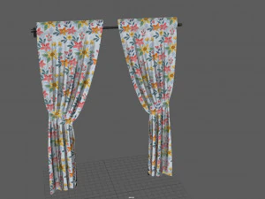 Curtain with ties 3D Model