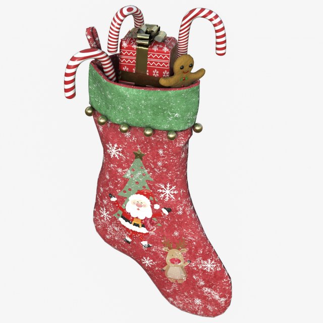 Christmas Stocking 2 3D-Modell .c4d .max .obj .3ds .fbx .stl .blend 