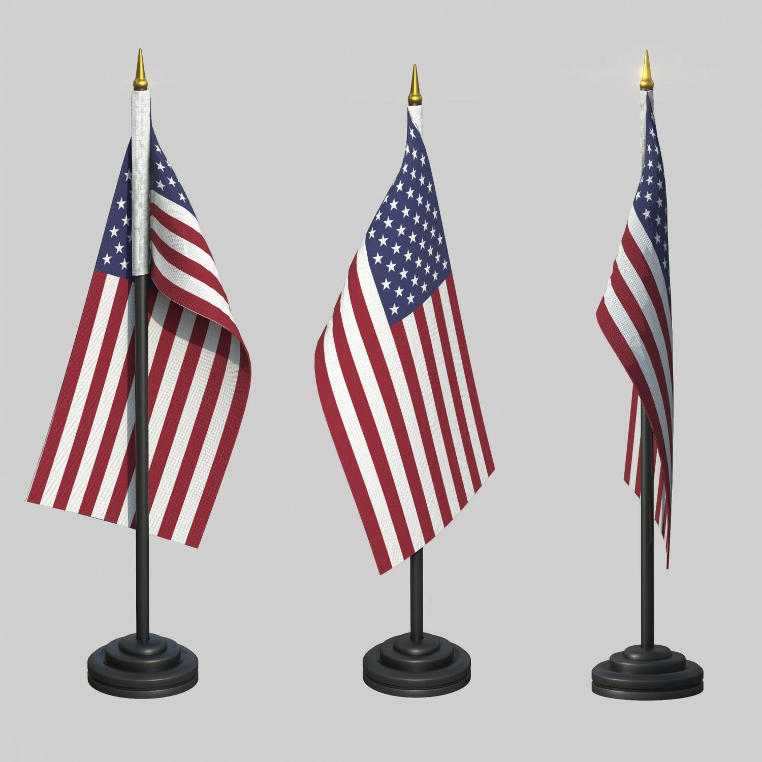 US Desk Flag 3D Model .c4d .max .obj .3ds .fbx .stl .blend